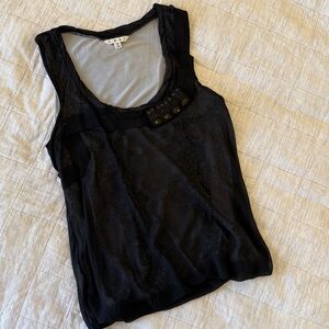 CAbi Black Sheer Accent Top